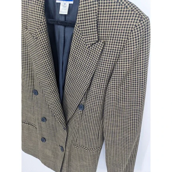 Vintage Pendleton Wool Blend Blazer Women 12 Classic Houndstooth Academia Office - Picture 2 of 9
